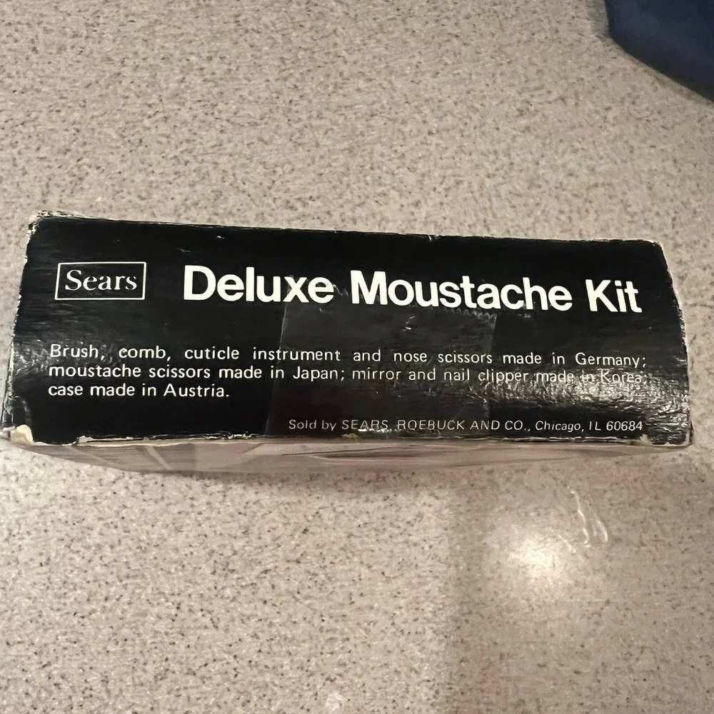 Vtg Sears & Roebuck Mens Grooming Kit‎ Set Black Leather Case Austria New in Box